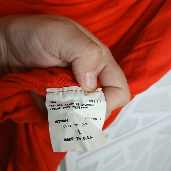 I.N. San Francisco Red Y2K Cowl Drape Neck Lace Back Top Womens LG Cherry 90s - Picture 4 of 8